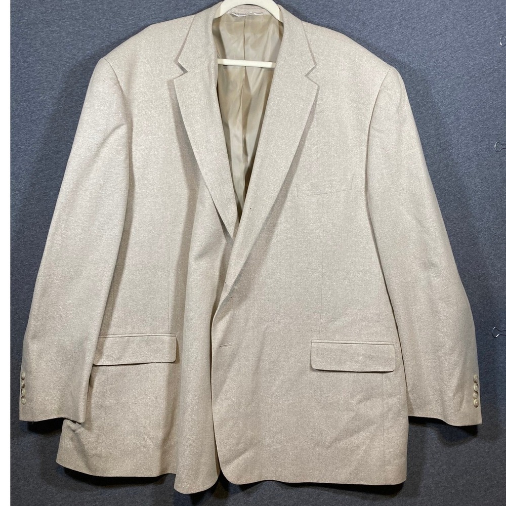 Gerald Austin Mens 56 Long 100% Silk Blazer Beige Two Button Sport Coat India